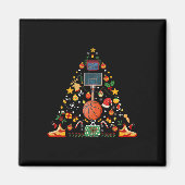 Grappige Basketbal Bal Hoop Kerstboom Merry Xm Magneet (Voorkant)