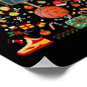 Grappige Basketbal Bal Hoop Kerstboom Merry Xm Poster (Hoek)