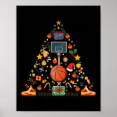 Grappige Basketbal Bal Hoop Kerstboom Merry Xm Poster (Voorkant)