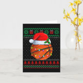 Grappige Basketbal Kerst Lelijke Trui Santa Hat Kaart (Gele Bloem)