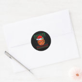 Grappige Basketbal Kerst Lelijke Trui Santa Hat Ronde Sticker (Envelop)