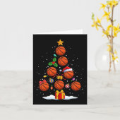Grappige basketbal kerstboom verlichting Xmas voor Kaart (Gele Bloem)