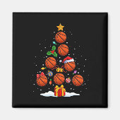 Grappige basketbal kerstboom verlichting Xmas voor Magneet (Voorkant)