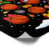 Grappige basketbal kerstboom verlichting Xmas voor Poster (Hoek)