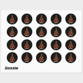 Grappige basketbal kerstboom verlichting Xmas voor Ronde Sticker (Vel)