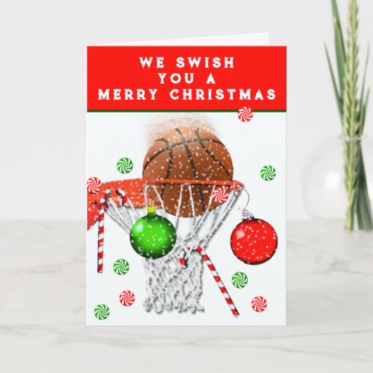 Grappige Basketbal Kerstkaarten Feestdagen Kaart (Voorkant)