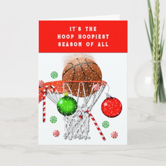 Grappige Basketbal Kerstmis Feestdagen Kaart (Voorkant)