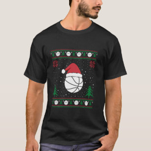 Grappige basketbal liefhebbers Santa Hat Lelijke K T-shirt
