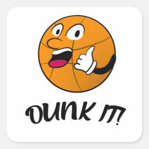 Grappige Basketbal Retro Cartoon Basketbalspeler Vierkante Sticker