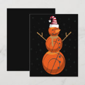 Grappige Basketbal Sneeuwman Kerst Nieuwjaar Cadea Notitiekaartje (Voorkant / Achterkant)