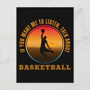 Grappige basketbal spreuk vintage silhouet speler briefkaart
