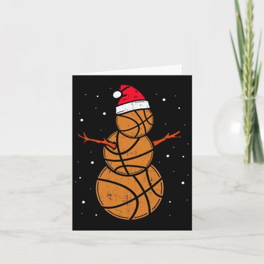 Grappige basketbal voor jongens meisjes kerst snee kaart (Voorkant)