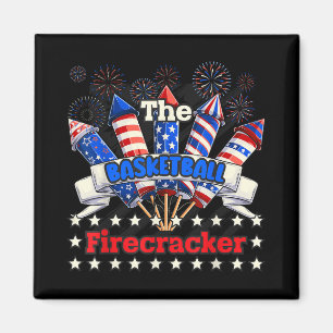 Grappige Basketbal Vuurwerk 4 juli Familie Ma Magneet