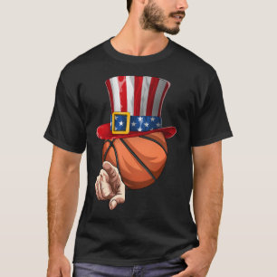 Grappige basketballiefhebbers Uncle Sam 4 juli T-shirt