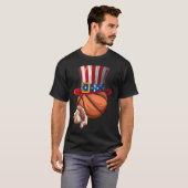 Grappige basketballiefhebbers Uncle Sam 4 juli T-shirt (Voorkant volledig)