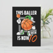 Grappige basketballspeler 10e verjaardag 10 jaar o kaart (Staand voorkant)