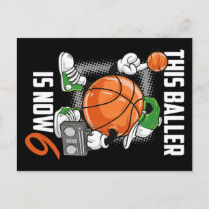 Grappige basketbalspeler 6e verjaardag 6 jaar briefkaart