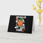 Grappige basketbalspeler 7e verjaardag 7 jaar kaart (Gele Bloem)