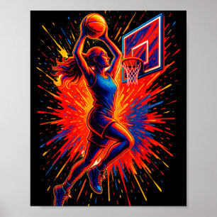 Grappige basketbalspeler Lover Sports Team Tie Dye Poster