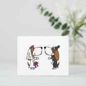 Grappige Basset Hound Bruid en bruidegom Trouwkuns Briefkaart (Staand voorkant)