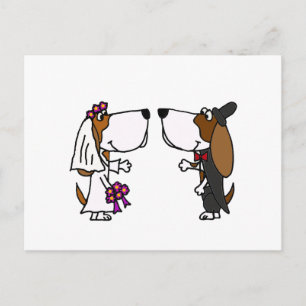 Grappige Basset Hound Bruid en bruidegom Trouwkuns Briefkaart