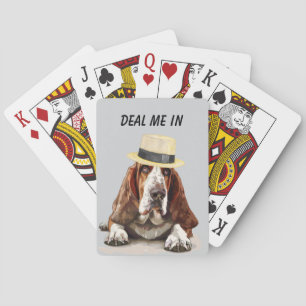 Grappige Basset Hound deal me in Pokerkaarten