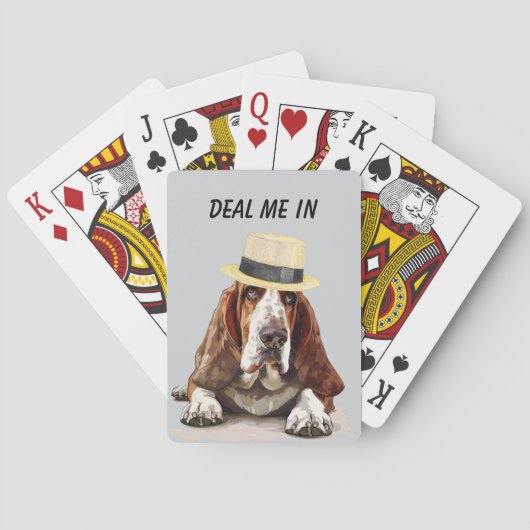 Grappige Basset Hound deal me in Pokerkaarten (Achterkant)