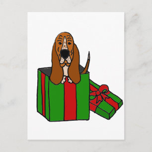 Grappige Basset Hound Dog in het kerstpakket Feestdagenkaart