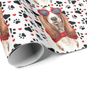 Grappige Basset Hound Dog Love Rode harten en pote Cadeaupapier (Rol Hoek)