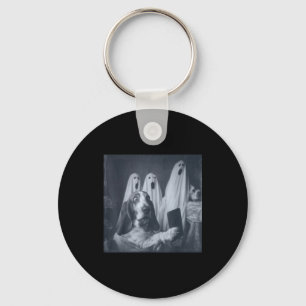 Grappige basset hound halloween selfie spookhond sleutelhanger