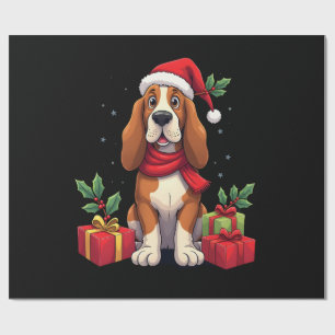 Grappige Basset Hound Hond Kerst Outfits Sinterkla Cadeaupapier