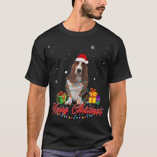 Grappige Basset Hound Hond Kerstmis Kerstmis L T-shirt (Voorkant)