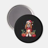 Grappige Basset Hound Hond Kerstoutfits Santa Hat Magneet (Voorkant / Achterkant)