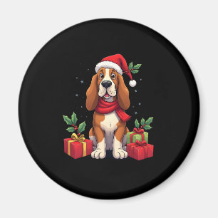Grappige Basset Hound Hond Kerstoutfits Santa Hat Magneet