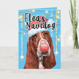 Grappige Basset hound Hond Kerstvlooien Navidog Kaart