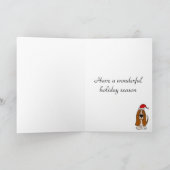 Grappige Basset Hound in Santa Hat Kerstkunst Feestdagen Kaart (Binnen)