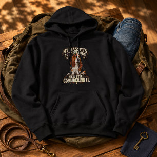 Grappige Basset Hound Overweegt Het Nog Steeds Hoodie