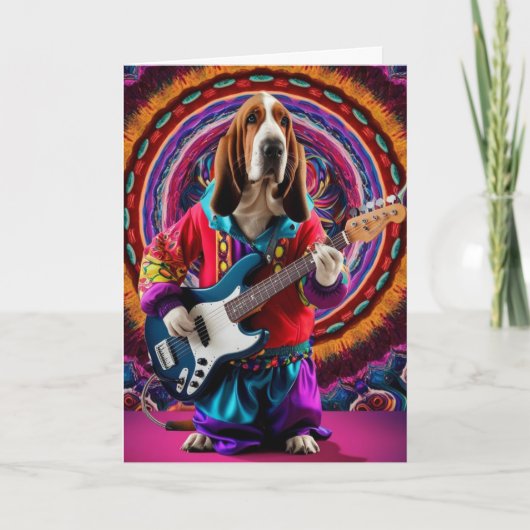 Grappige Basset Hound Rockster Kaart (Voorkant)