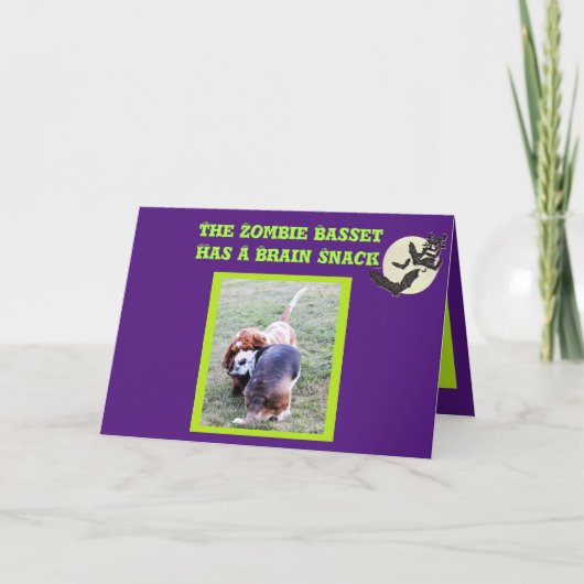 Grappige Basset Hound Zombie Halloween Kaart (Voorkant)