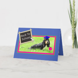 Grappige Basset op Back to School Kaart met Apple