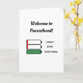 Grappige batterij mama papa baby Welkom bij het ou Kaart (Gele Bloem)