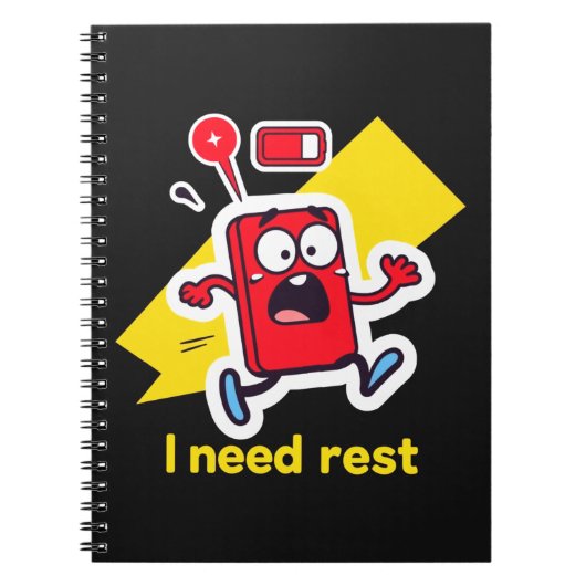 Grappige batterij: wanneer energie wegloopt notitieboek (Voorkant)