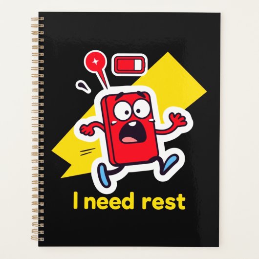 Grappige batterij: wanneer energie wegloopt planner (Voorkant)