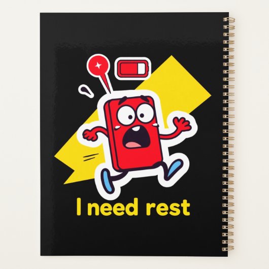 Grappige batterij: wanneer energie wegloopt planner (Achterkant)