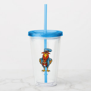 Grappige Bazige Cartoon Haan Acryl Drinkbeker