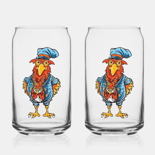 Grappige Bazige Cartoon Haan Blikvorm Glas