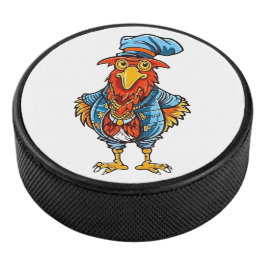 Grappige Bazige Cartoon Haan Hockey Puck