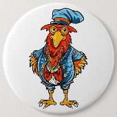 Grappige Bazige Cartoon Haan Ronde Button 6,0 Cm (Voorkant)