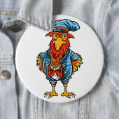 Grappige Bazige Cartoon Haan Ronde Button 6,0 Cm (In situ)