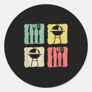 Grappige BBQ barbecue grill grillen grap roken vle Ronde Sticker